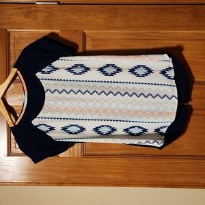 Aztec printed top with a button down open back detail